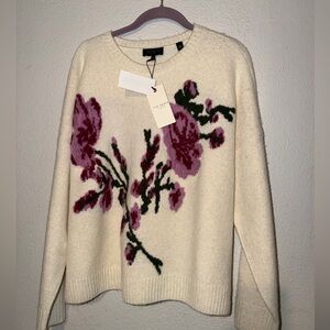 Ted Baker London Cream and Purple Floral Sweater